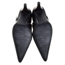 Pre Owned Sergio Rossi Black Leather Pointed Toe Booties Size 41