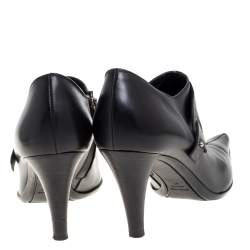 Pre Owned Sergio Rossi Black Leather Pointed Toe Booties Size 41