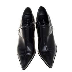 Pre Owned Sergio Rossi Black Leather Pointed Toe Booties Size 41