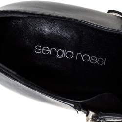 Pre Owned Sergio Rossi Black Leather Pointed Toe Booties Size 41