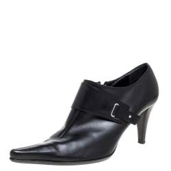 Pre Owned Sergio Rossi Black Leather Pointed Toe Booties Size 41