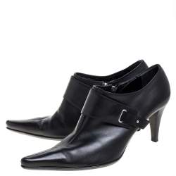 Pre Owned Sergio Rossi Black Leather Pointed Toe Booties Size 41