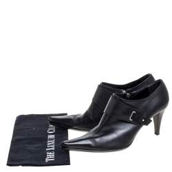 Pre Owned Sergio Rossi Black Leather Pointed Toe Booties Size 41