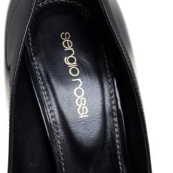 Pre Owned Sergio Rossi Black Patent Leather Peep Toe Platform Pump Size 38