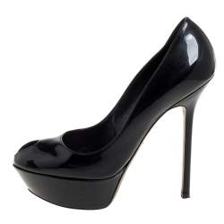 Pre Owned Sergio Rossi Black Patent Leather Peep Toe Platform Pump Size 38