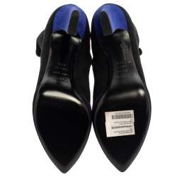 Pre Owned Sergio Rossi Black/Blue Suede Zipped Ankle Boots Size 40.5