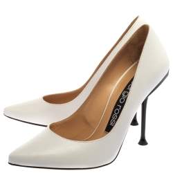 Pre Owned Sergio Rossi White Leather Pumps Size 36