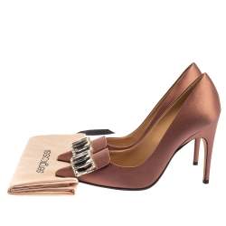 مملوكة مسبقًا حذاء كعب عالي سيرجيو روسي مزخرف كريستال ساتان وردي مقاس 36