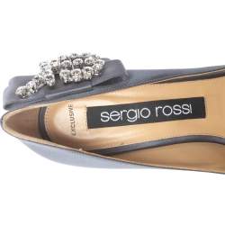 مملوكة مسبقًا حذاء كعب عالي سيرجيو روسي ايكونا مزخرف مقدمة مدببة ساتان رصاصي مقاس 39