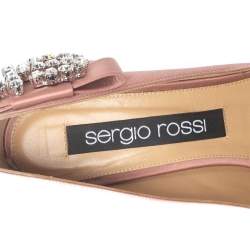 Pre Owned Sergio Rossi Pink Satin Icona Embellished Pointed Toe Pumps Size 39