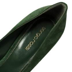 Pre Owned Sergio Rossi Green Suede Peep Toe Platform Pumps Size 39