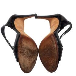 Pre Owned صندل سيرجيو روسي جلد أسود مجدول مقاس 38.5