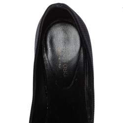 Pre Owned Sergio Rossi Black Fabric Peep Toe Pumps Size 38