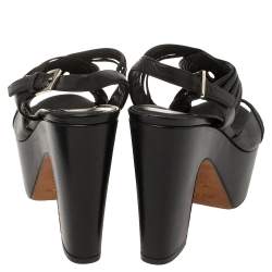 Pre Owned Sergio Rossi Black Leather Platform Sandals Size 39