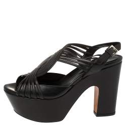 Pre Owned Sergio Rossi Black Leather Platform Sandals Size 39