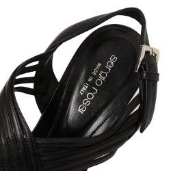 Pre Owned Sergio Rossi Black Leather Platform Sandals Size 39