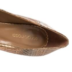 Sergio Rossi Metallic Two Tone Water Snake Leather Platform Pumps Size 39
