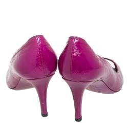 Pre Owned Sergio Rossi Purple Leather Peep Toe Pumps Size 38.5