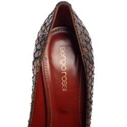 Sergio Rossi Brown Python Leather Platform Pumps Size 38