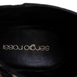 Pre Owned Sergio Rossi Black Leather Seattle Buckle Ankle Boots Size 36
