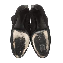 Pre Owned Sergio Rossi Black Suede Platform Ankle Boots Size 41
