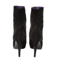 Pre Owned Sergio Rossi Black Suede Platform Ankle Boots Size 41