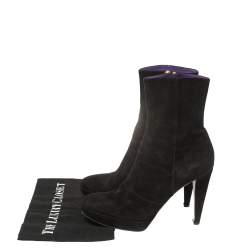 Pre Owned Sergio Rossi Black Suede Platform Ankle Boots Size 41