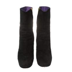 Pre Owned Sergio Rossi Black Suede Platform Ankle Boots Size 41
