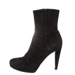 Pre Owned Sergio Rossi Black Suede Platform Ankle Boots Size 41