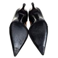 Pre Owned حذاء كعب عالي سيرجيو روسي جلد أسود/بيج مقدمة مدببة مقاس 38