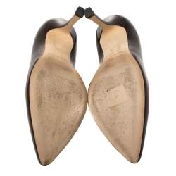 Pre Owned حذاء كعب عالى سيرجيو روسى مقدمة مدببة جلد بنى مقاس 35