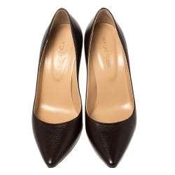 Pre Owned حذاء كعب عالى سيرجيو روسى مقدمة مدببة جلد بنى مقاس 35