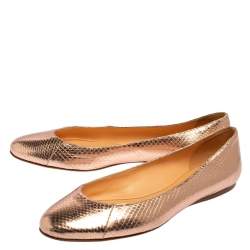 Pre Owned Sergio Rossi Metallic Rose Gold Python Ballet Flats Size 39