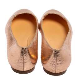Pre Owned Sergio Rossi Metallic Rose Gold Python Ballet Flats Size 39