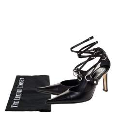 Pre Owned Sergio Rossi Black Leather Strappy Sandals Size 38