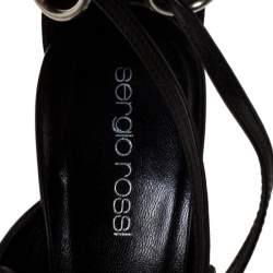 Pre Owned Sergio Rossi Black Leather Strappy Sandals Size 38