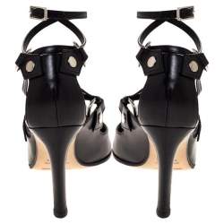 Pre Owned Sergio Rossi Black Leather Strappy Sandals Size 38