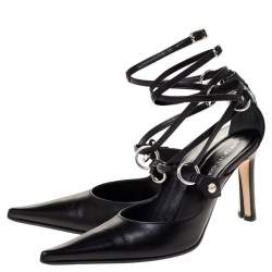 Pre Owned Sergio Rossi Black Leather Strappy Sandals Size 38