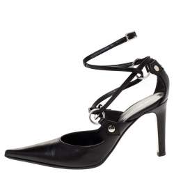 Pre Owned Sergio Rossi Black Leather Strappy Sandals Size 38