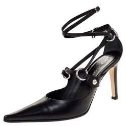 Pre Owned Sergio Rossi Black Leather Strappy Sandals Size 38