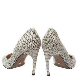 Pre Owned Sergio Rossi White/Black Python Pointed Toe Pumps Size 38.5