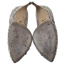 Pre Owned Sergio Rossi White/Black Python Pointed Toe Pumps Size 38.5