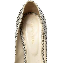 Pre Owned Sergio Rossi White/Black Python Pointed Toe Pumps Size 38.5