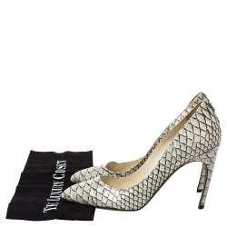 Pre Owned Sergio Rossi White/Black Python Pointed Toe Pumps Size 38.5
