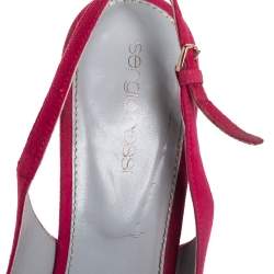 Sergio Rossi Pink Suede Cachet Peep Toe Platform Slingback Sandals Size 39