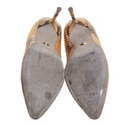 Pre Owned Sergio Rossi Beige/Brown Python Leather Pumps Size 37