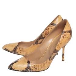 Pre Owned Sergio Rossi Beige/Brown Python Leather Pumps Size 37