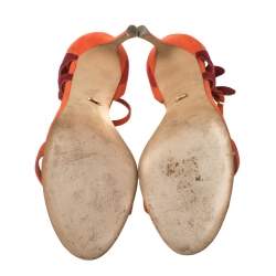 Pre Owned حذاء كعب عالي سيرجيو روسي ماريسا سويدي بني محمر/ برتقالي مقاس 39