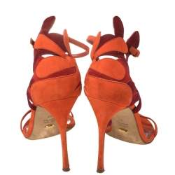 Pre Owned حذاء كعب عالي سيرجيو روسي ماريسا سويدي بني محمر/ برتقالي مقاس 39