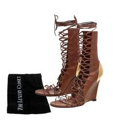 مملوكة مسبقًا صندل سيرجيو روسي غلادياتور جلد بني مقاس 36.5